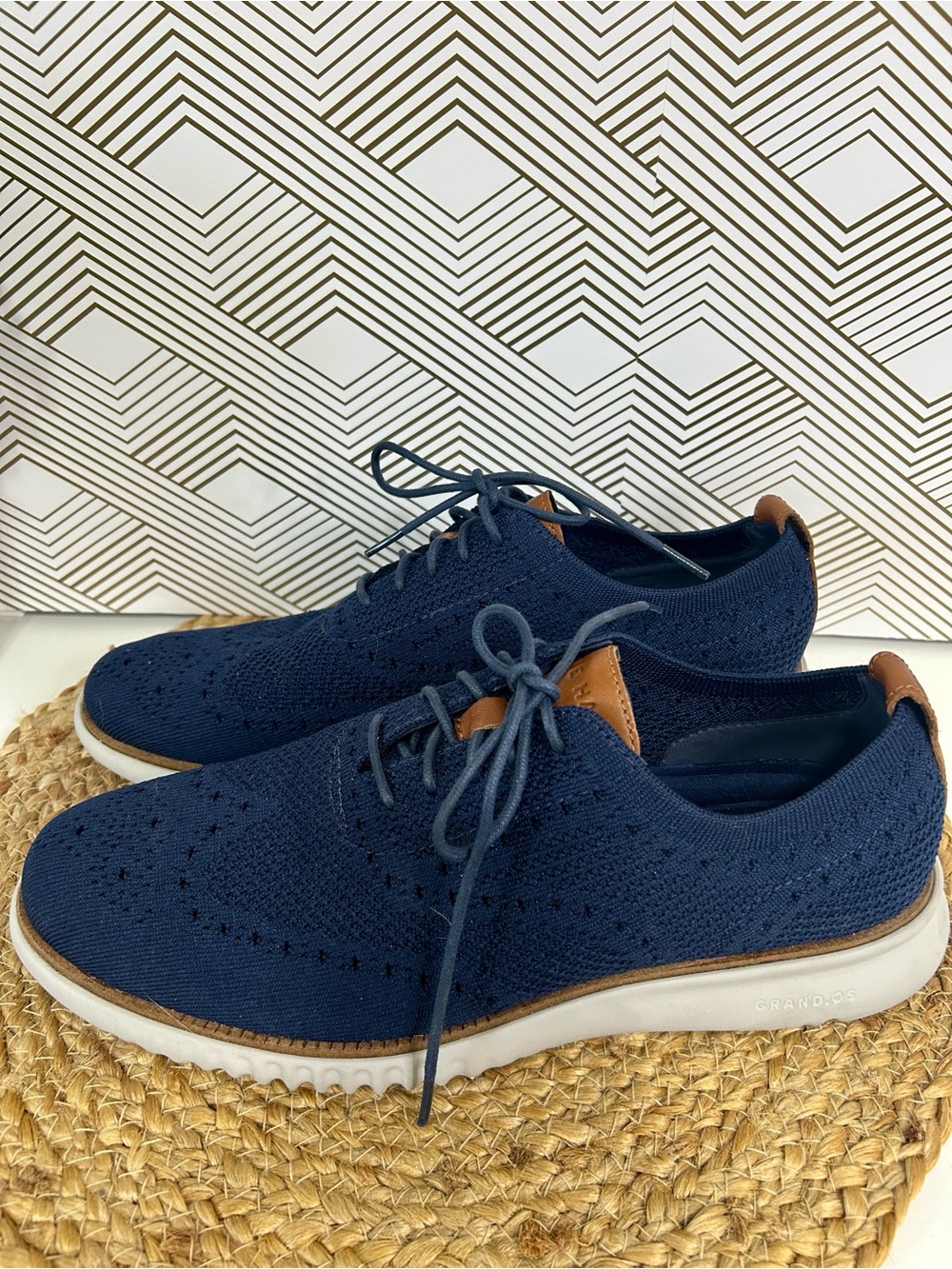 Cole Haan Men’s ZeroGrand Stitchlite wingtip oxfords-blue-size 10